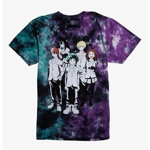 my hero academia group blue and purple acid tie dye shirt